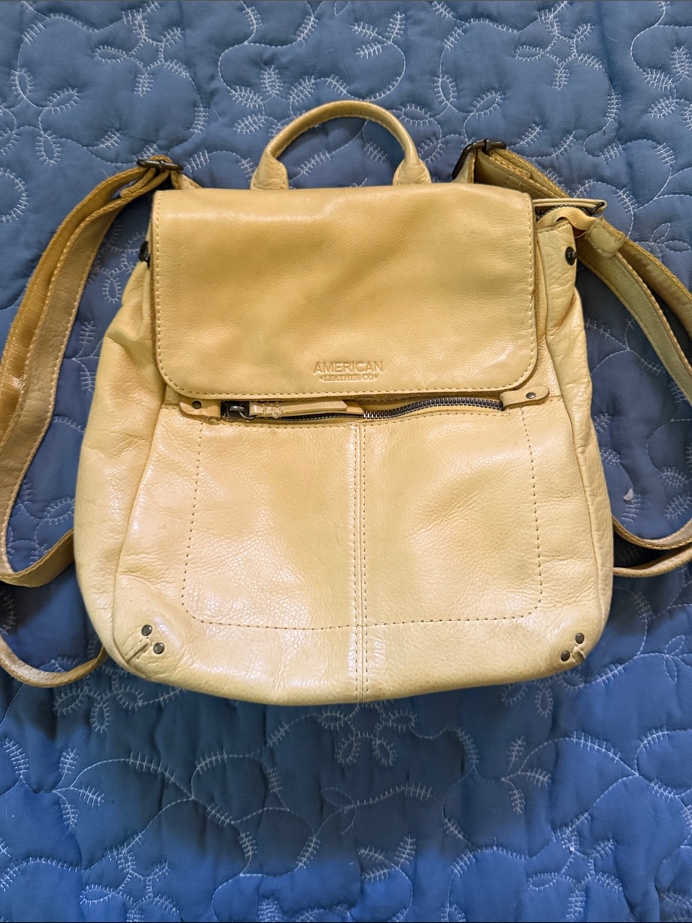American Leather Co Yellow Leather Backpack